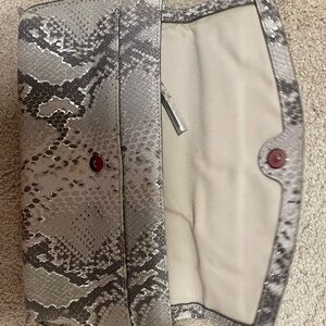 Banana Republic Snake Print Clutch in Gray and Cream